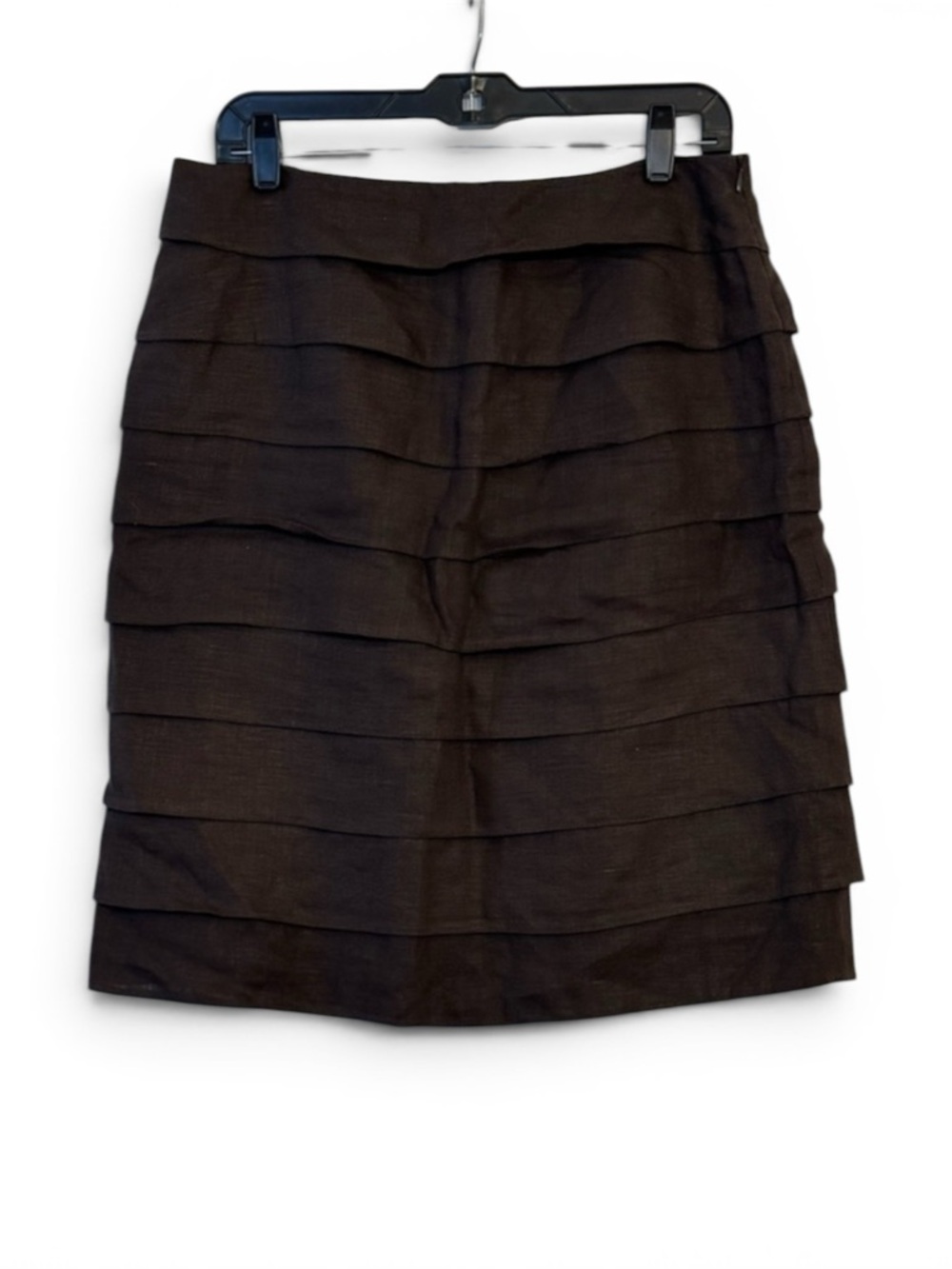 Larry Levine Dark Brown Tiered Vintage Ruffled Office Pencil Skirt Size 10